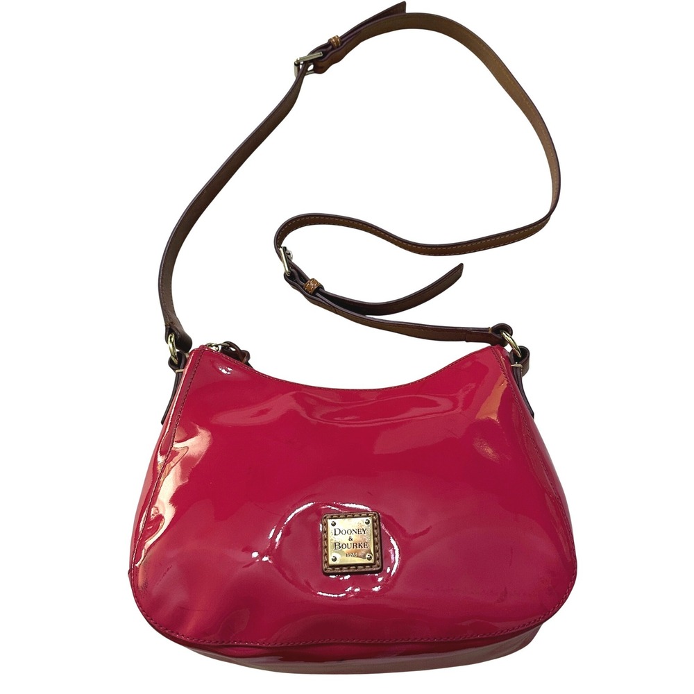 Dooney & Bourke Patent Leather Crossbody Bag Purse Hot Pink Barbiecore Y2K Indie